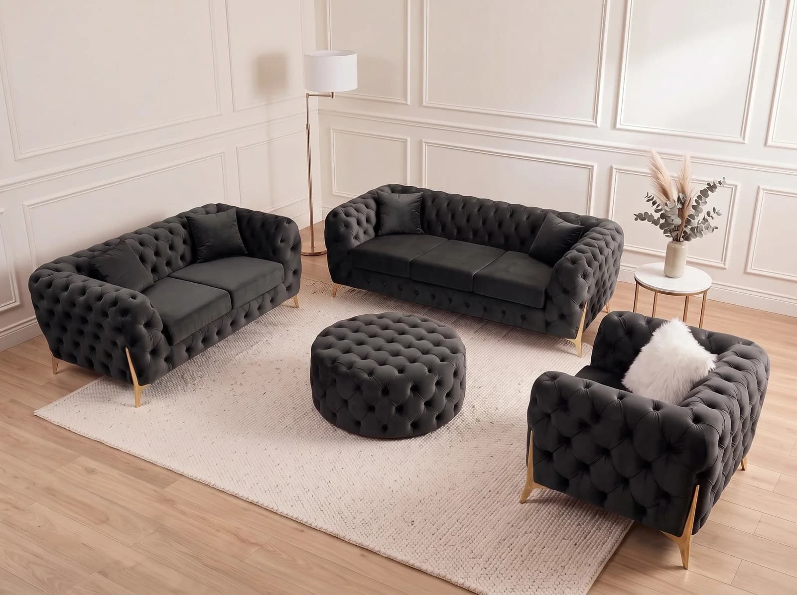 Atalian Chesterfield Full Set in Black