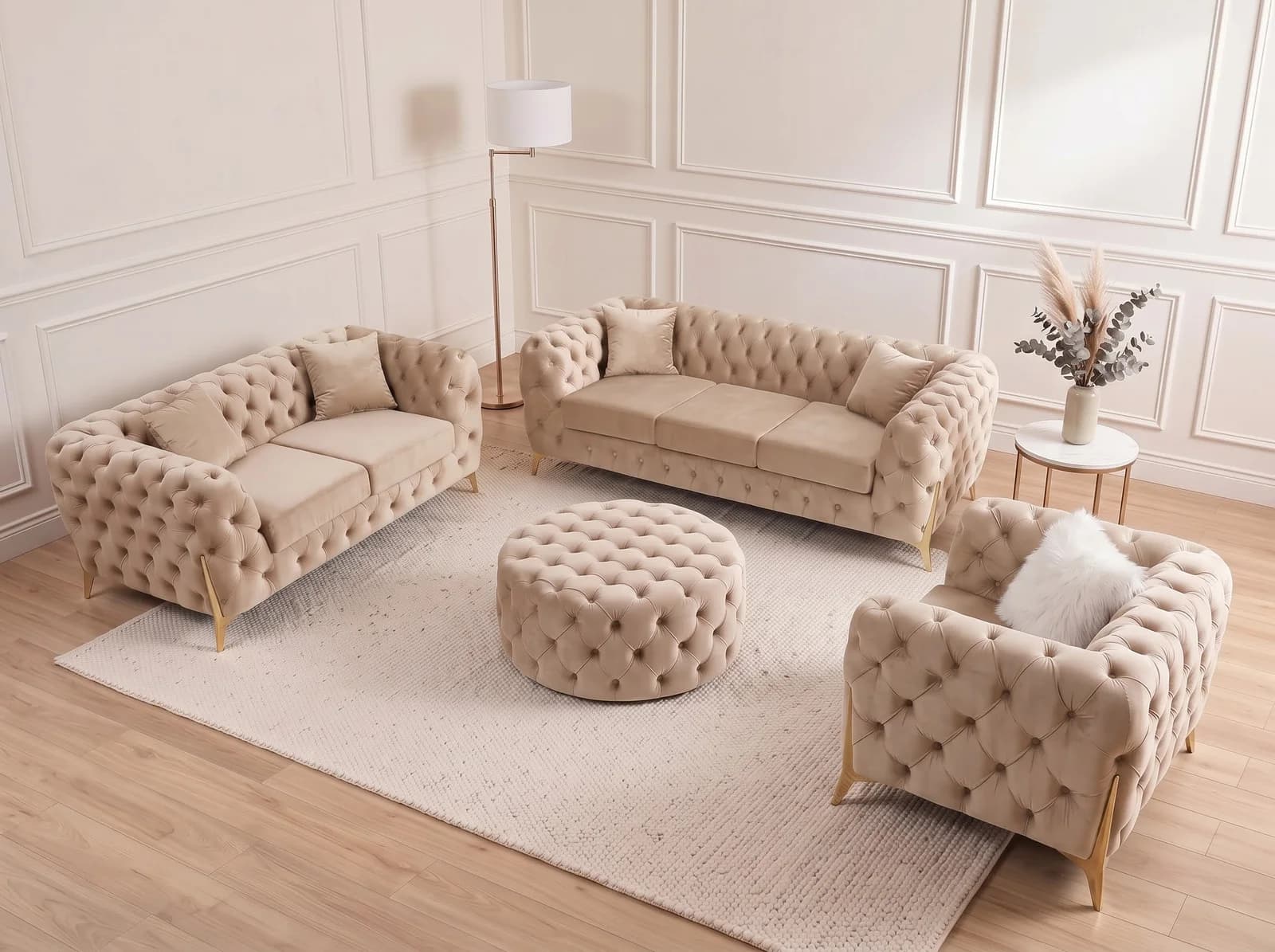 Atalian Chesterfield Full Set in Cream