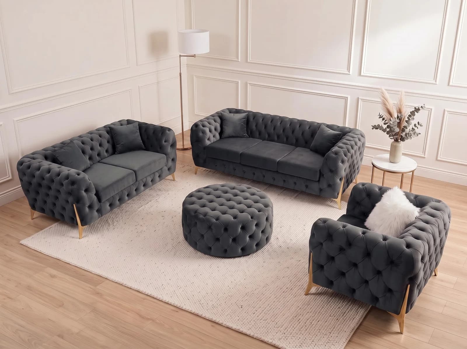 Atalian Chesterfield Full Set in Grey