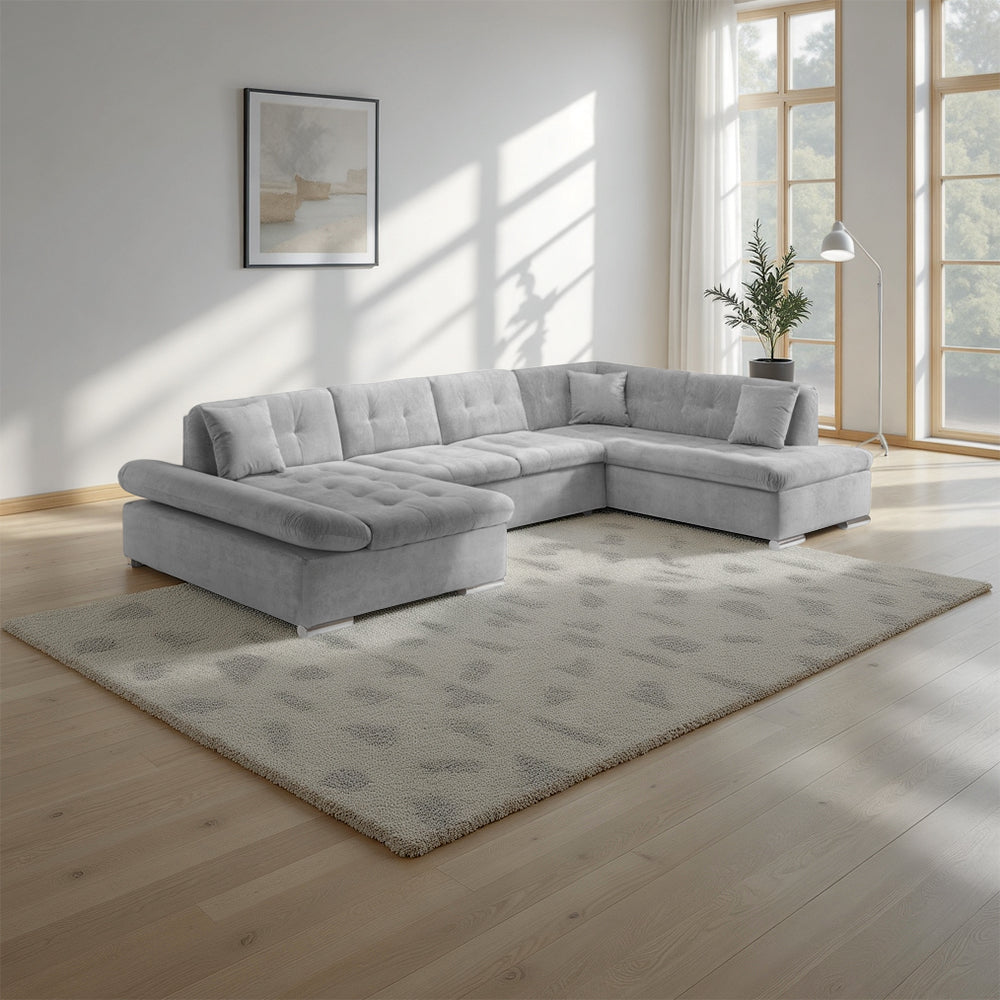 Bergen Sofa Bed Grey Right Hand Facing U Shape Corner