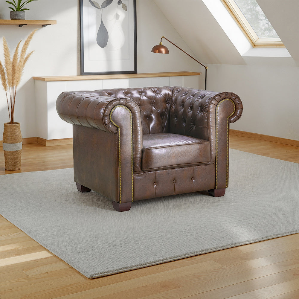 Chesterfield Sofa Antique Brown Armchair
