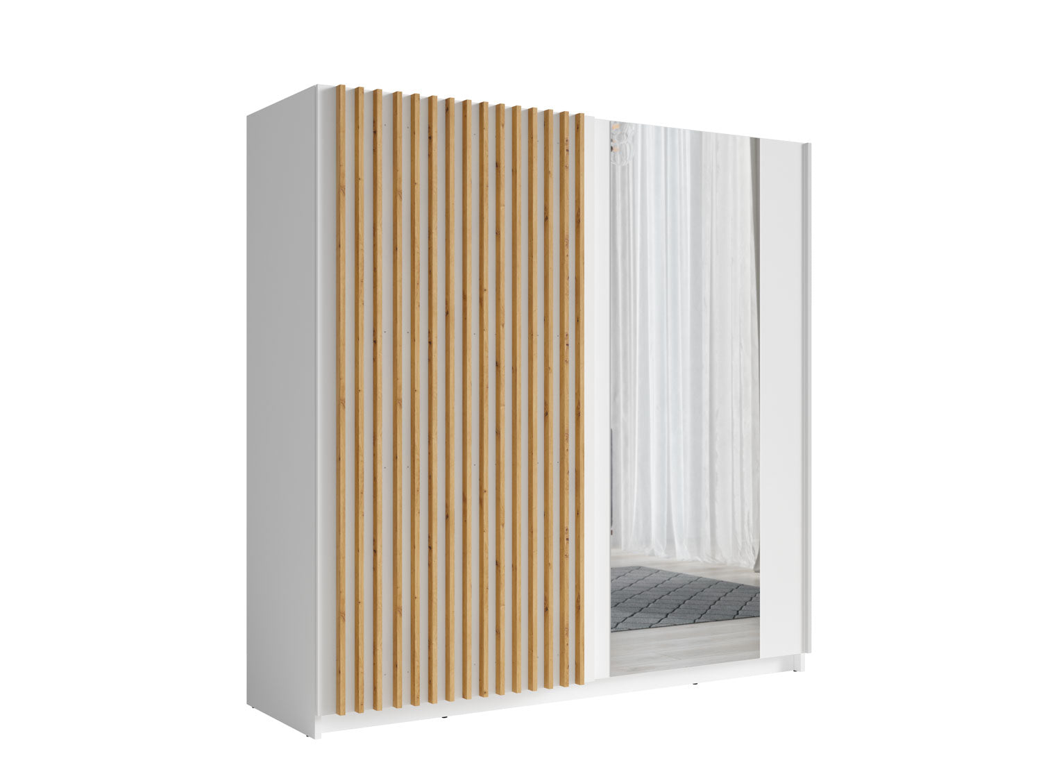 Modern White Wardrobe with Shelves & Hanging Rail – 2-Door 200cm