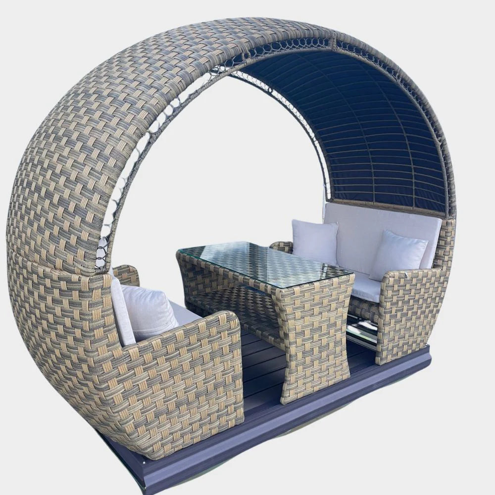 Luxury Rattan Outdoor Garden Lounge Set with Canopy – 4-Seater Patio Furniture