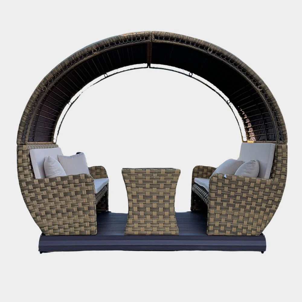 Luxury Rattan Outdoor Garden Lounge Set with Canopy – 4-Seater Patio Furniture