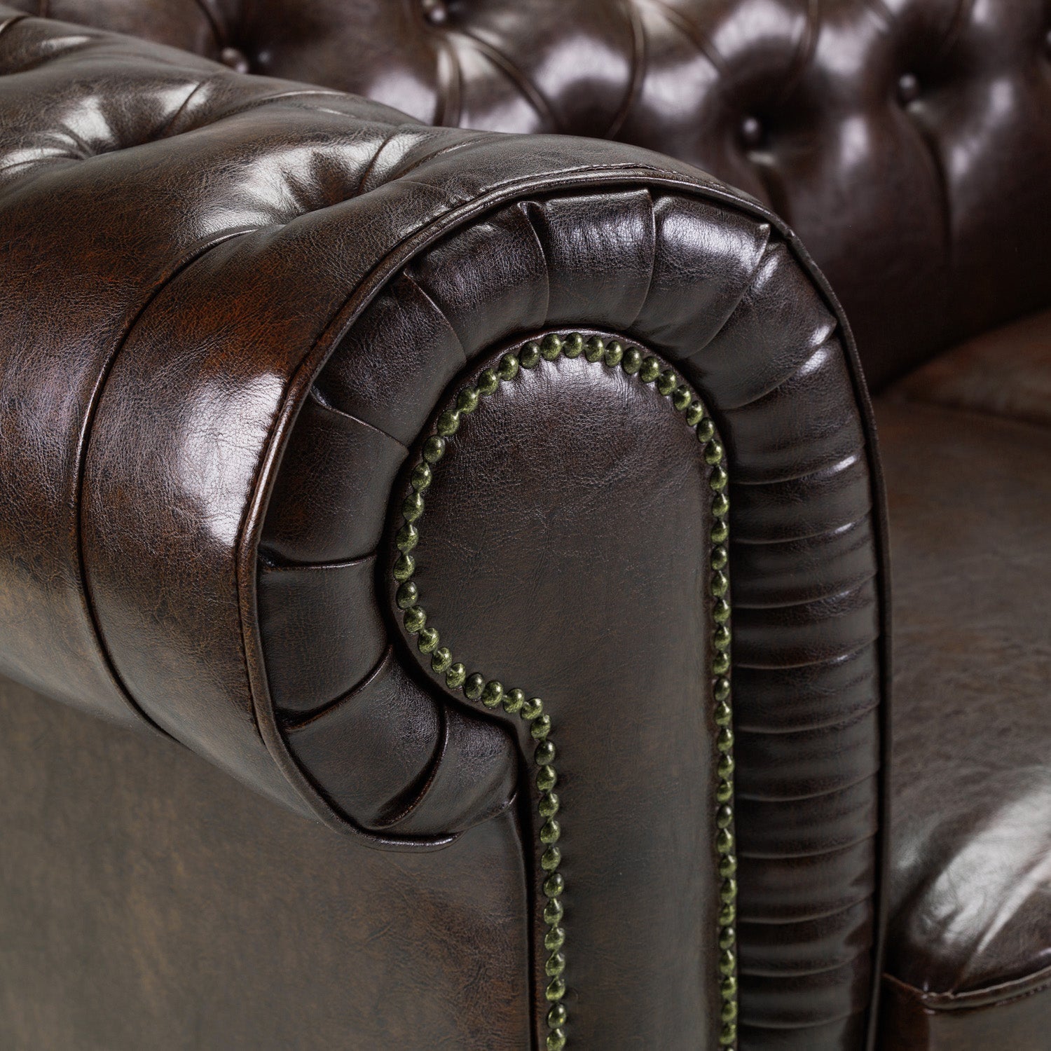 Chesterfield Sofa Antique Brown 2 Seater